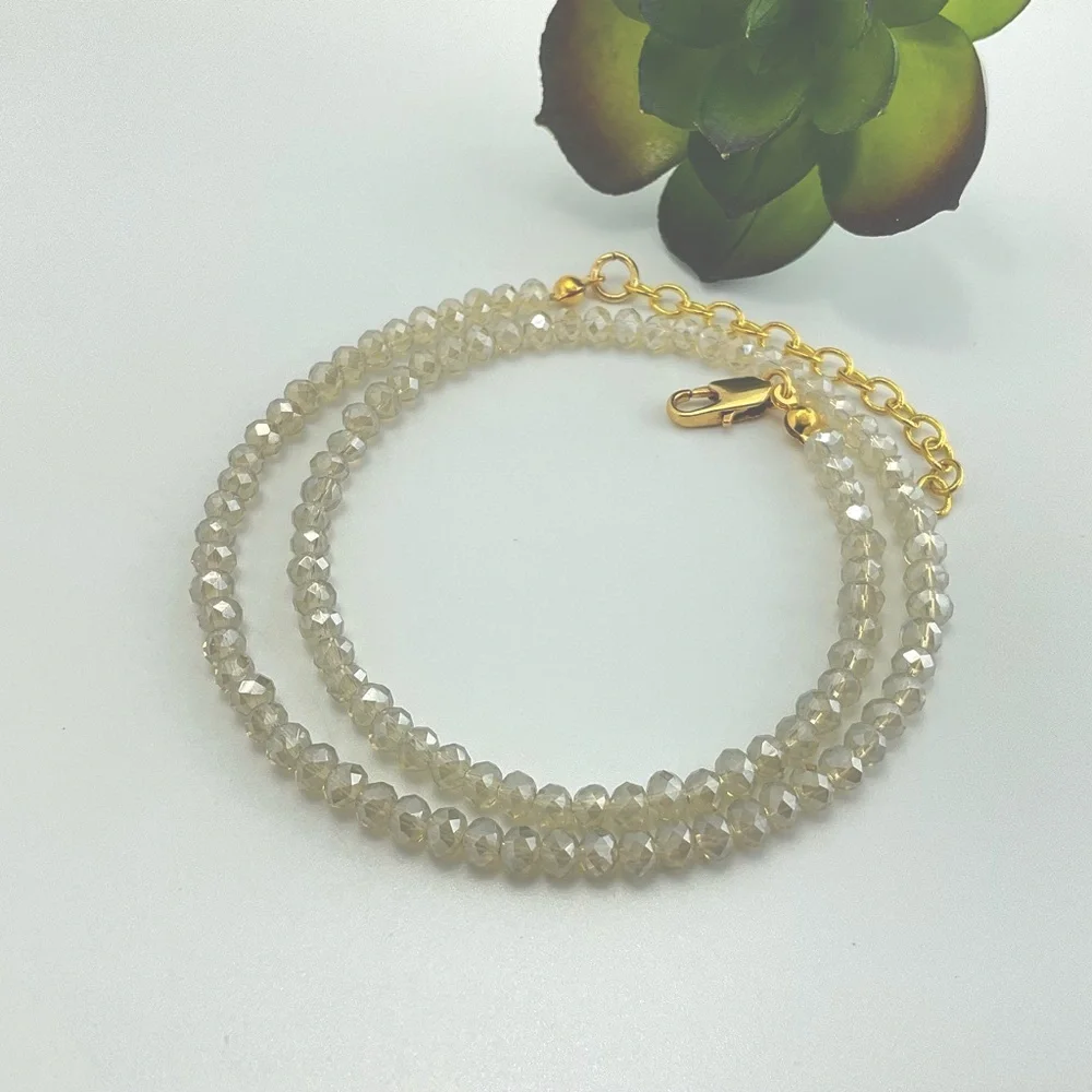Opalescent Crystal Choker Necklace, Aura Effect, Neutral, Sparkly, Golden Aura - Picture 8 of 11